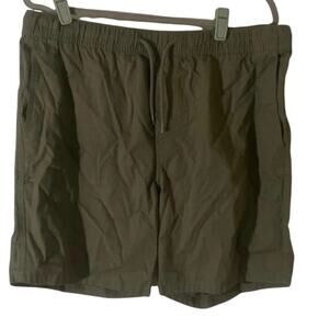 Olive Green Cargo Shorts Drawstring Waist Pockets Womens Size Large